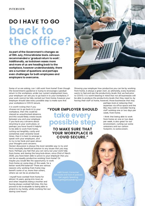 Get Legally Speaking blog image - Close Up - Do I Have To Go Back To The Office
